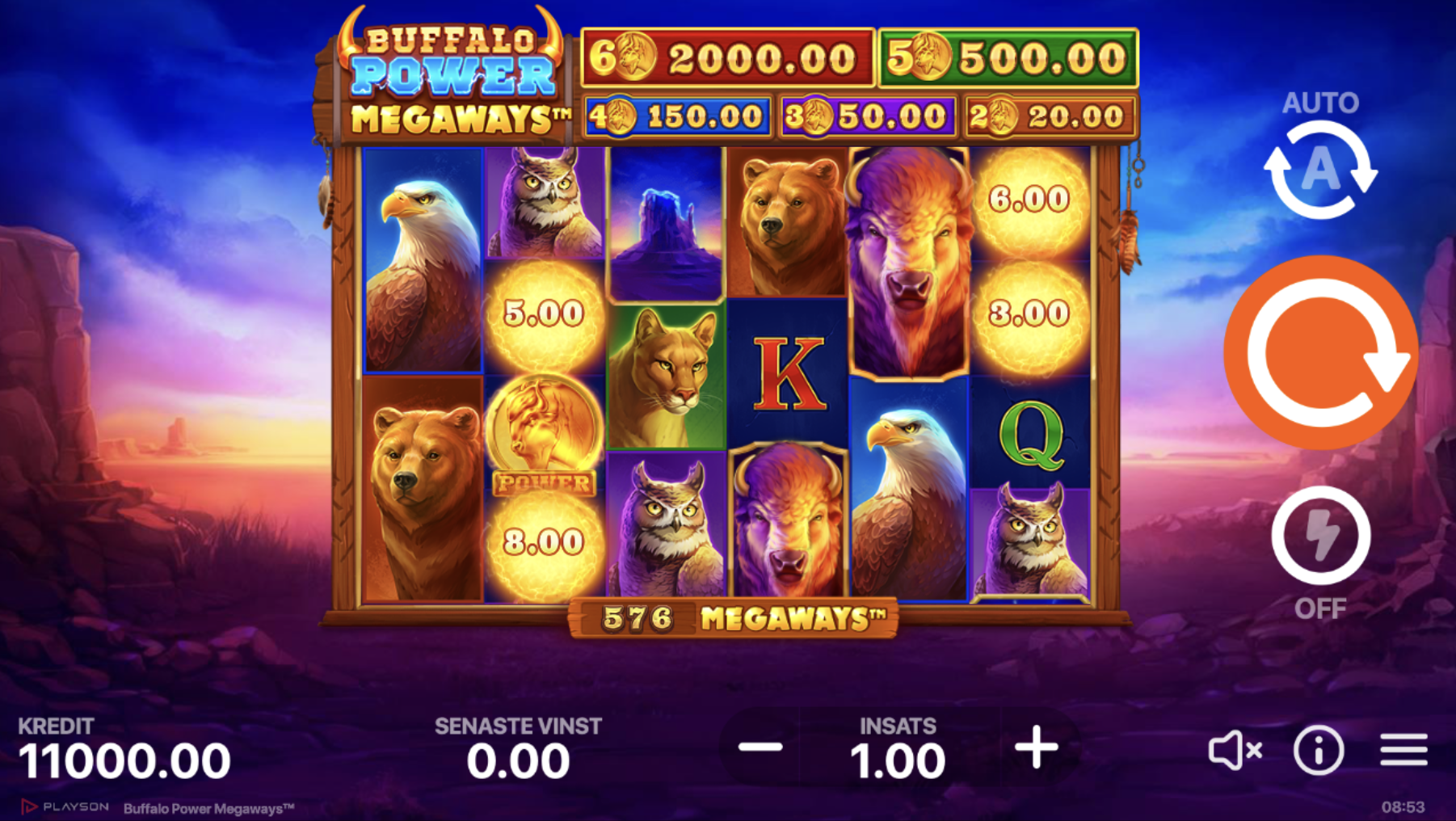 BUFFALO POWER MEGAWAYS spelplan