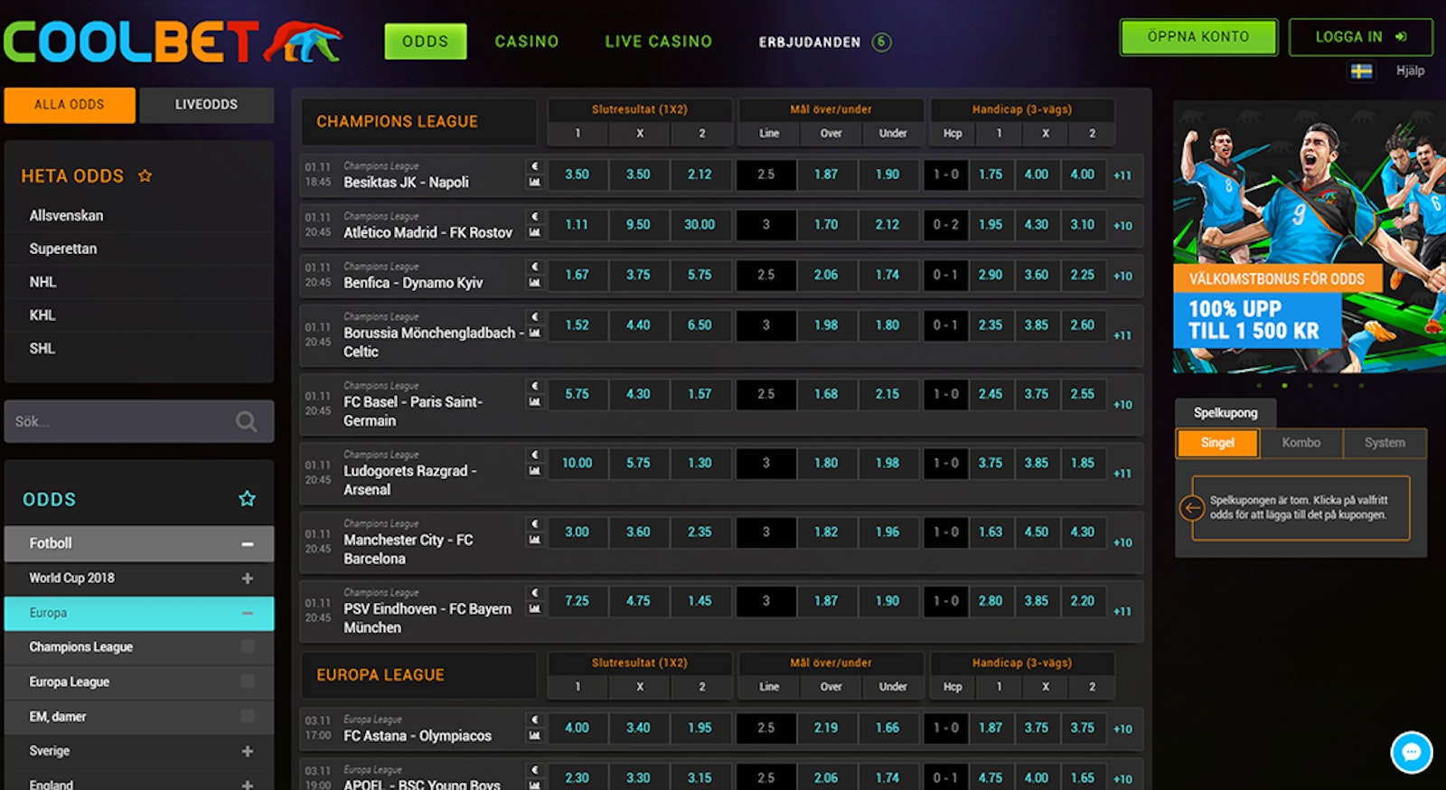 Coolbet Odds