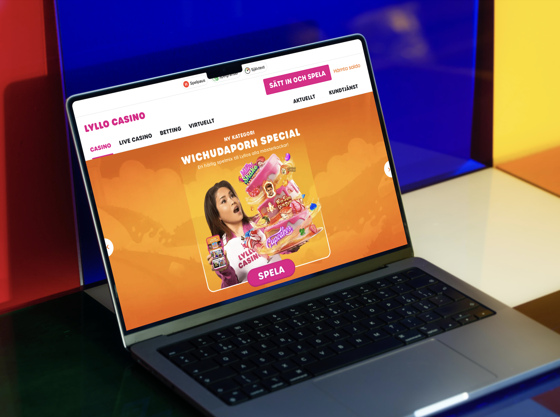 En barbar dator som visar startsidan for Lyllo Casino