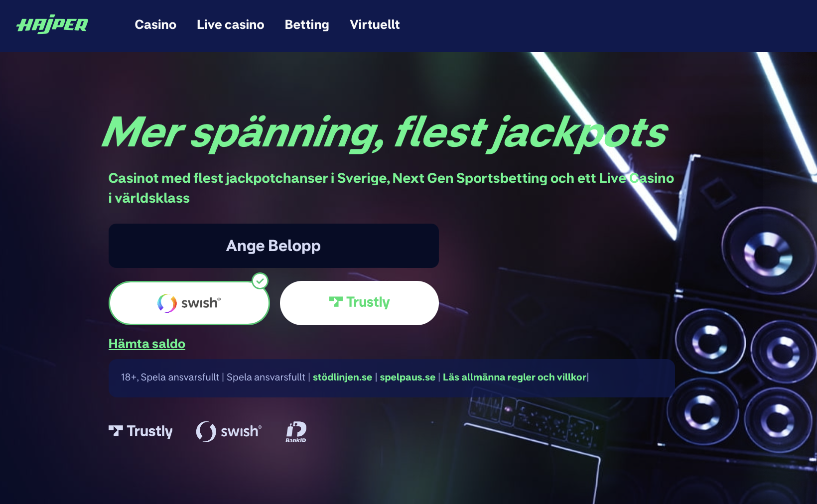 Insättning direkt hos Hajper