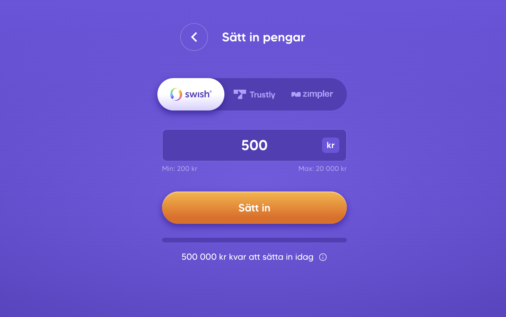 Insattning hos Pop Casino