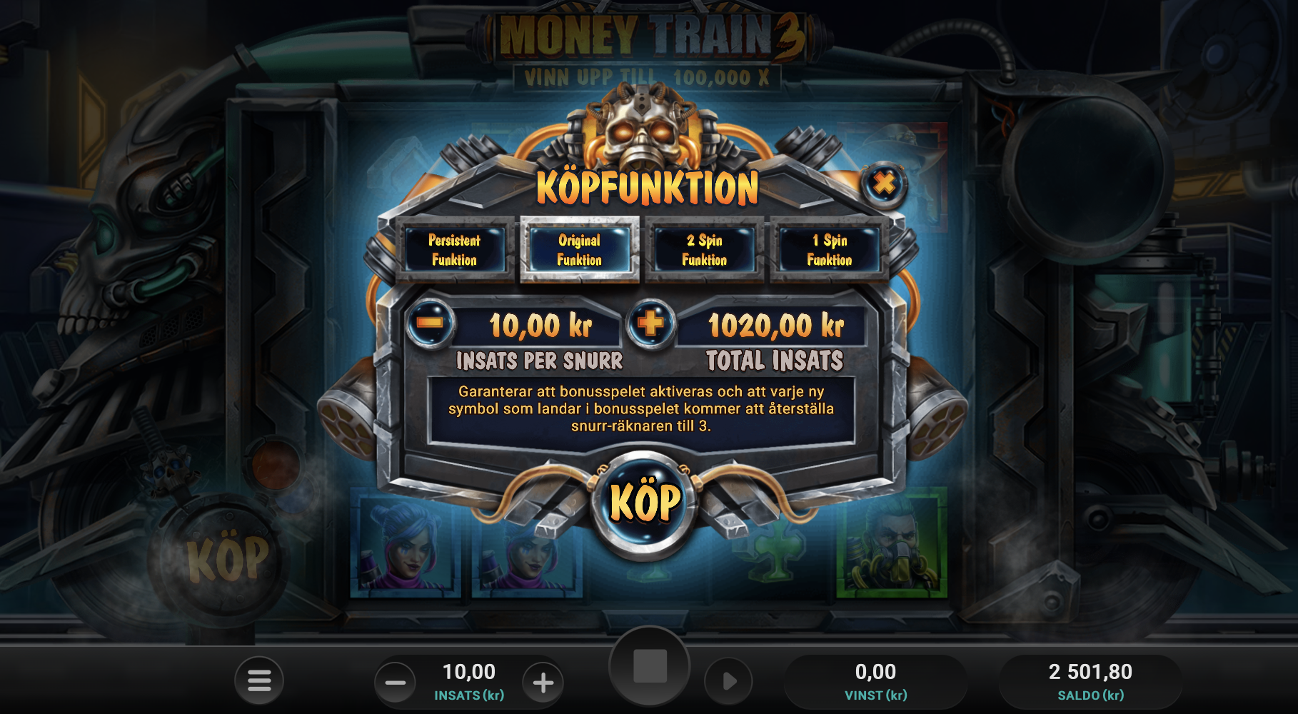 Köpfunktion i Money Train 3