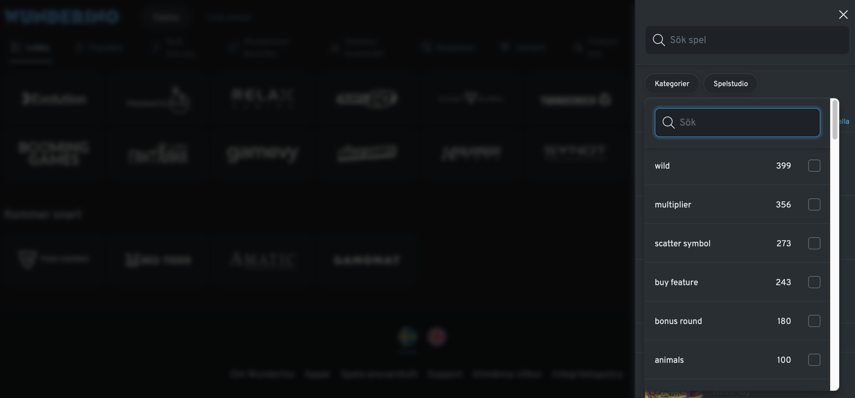 Leta slots efter kategori