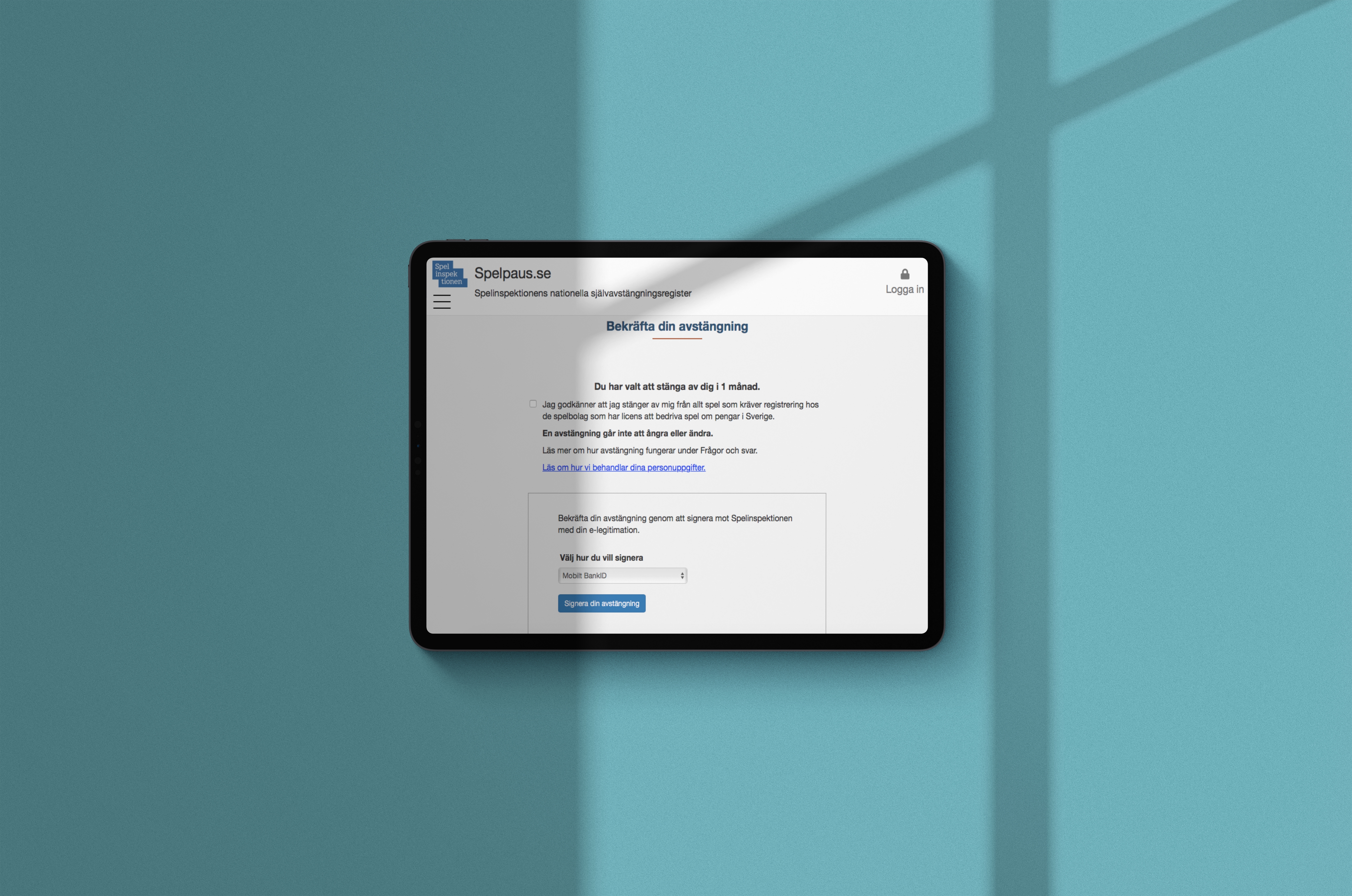 Signera avstängning med BankID
