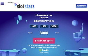 Startsidan hos Slotstars casino